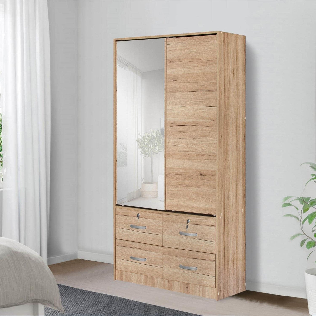 Go Green Woods Sarah Double Sliding Door Armoire with Mirror