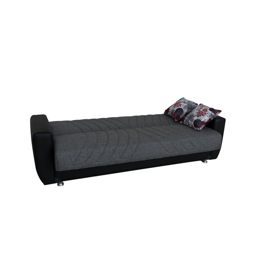 Hala Gray Fabric w-Black PU Leather Arm Sofa Bed