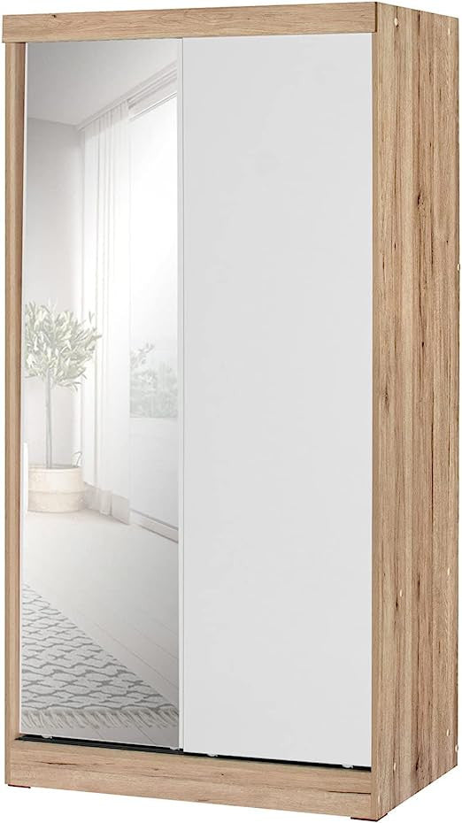 Go Green Woods Mirror Wood Double Sliding Door Wardrobe