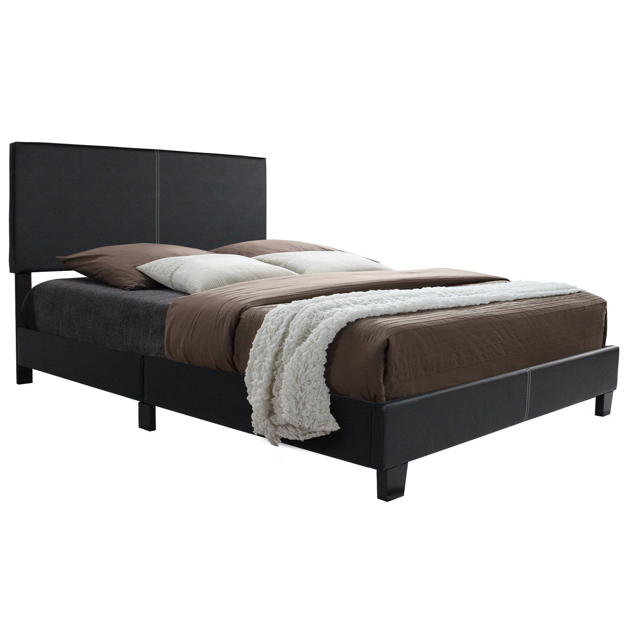 Go Green Woods Nora Faux Leather Upholstered King Panel Bed