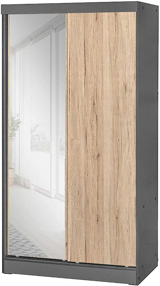 Go Green Woods Mirror Wood Double Sliding Door Wardrobe