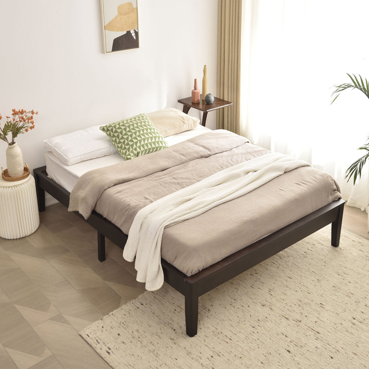 Go Green Woods Stella Solid Pine Wood Full Platform Bed Frame