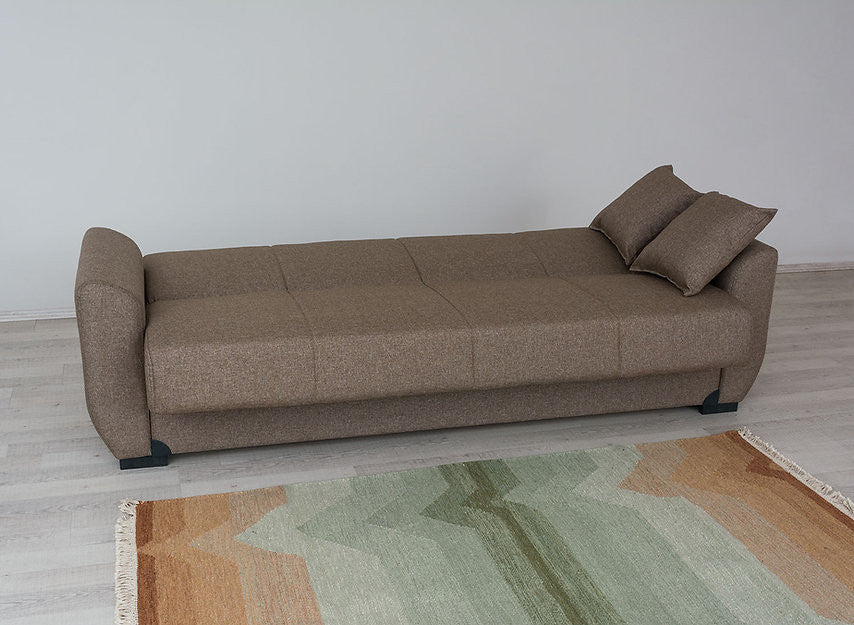 Fatima Light Brown Fabric Sofa Bed