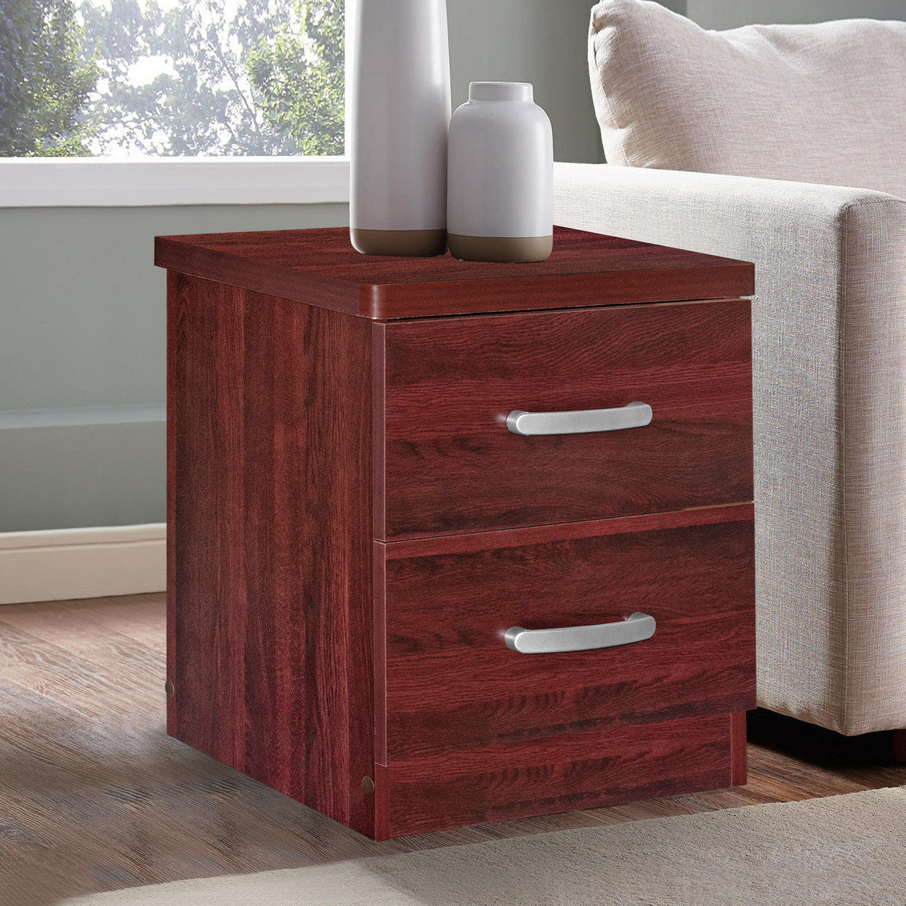 Go Green Woods Cindy Faux Wood 2 Drawer Nightstand
