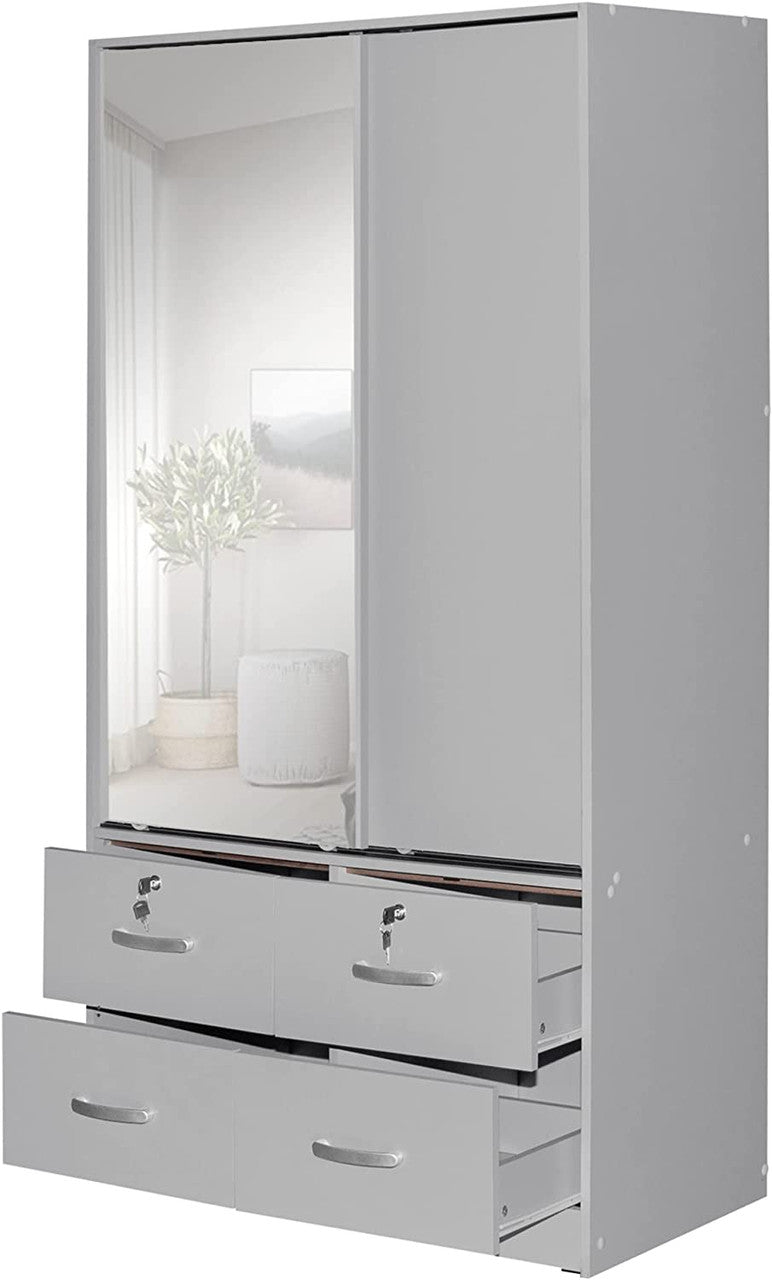 Go Green Woods Sarah Double Sliding Door Armoire with Mirror
