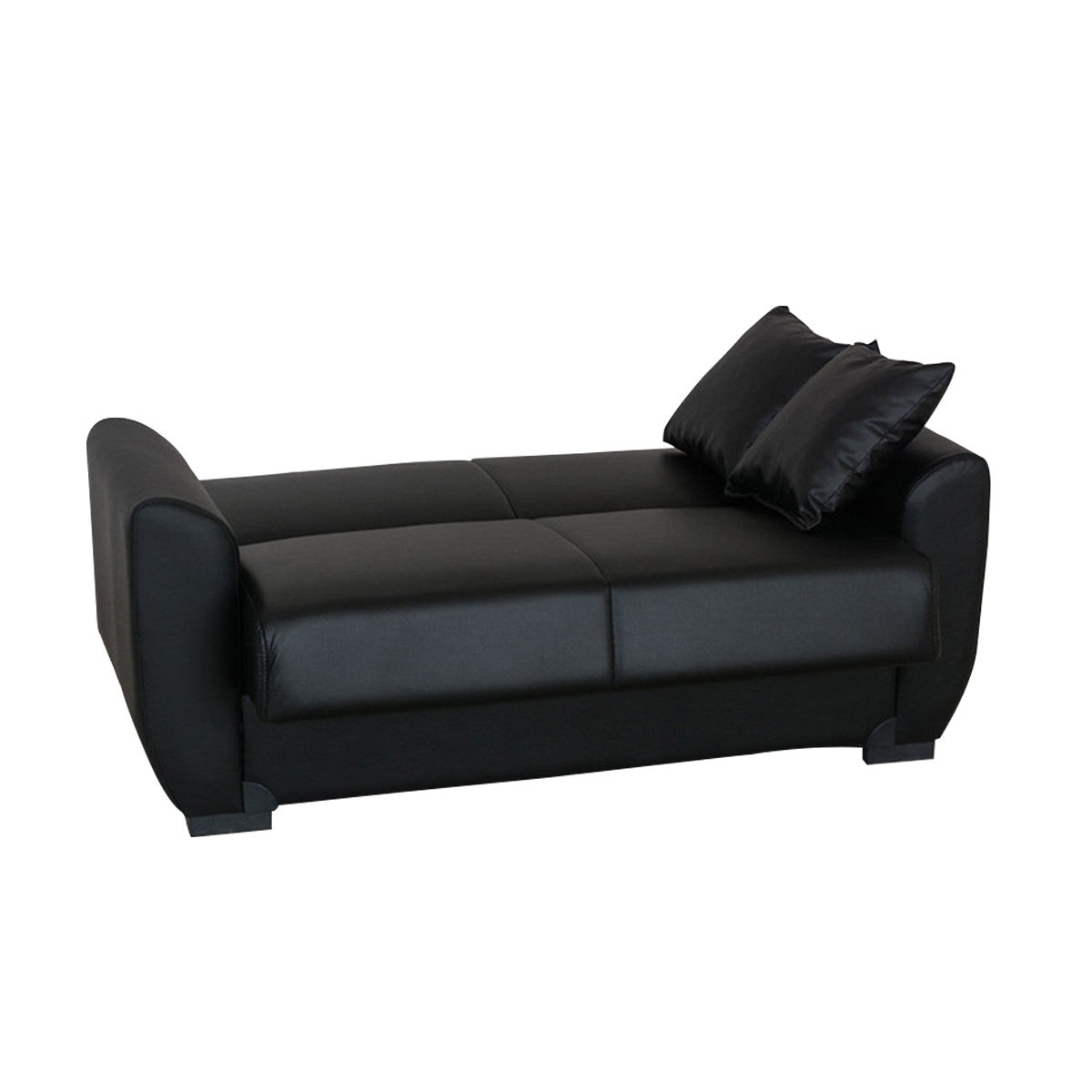 Lola Black PU Leather Loveseat