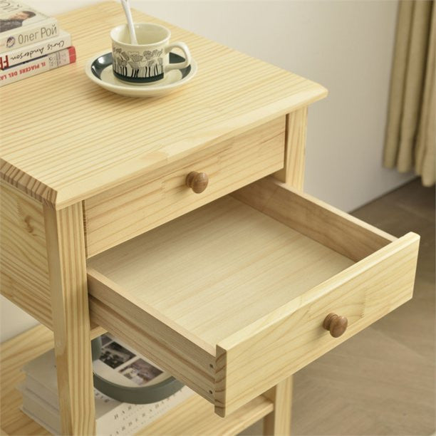 Go Green Woods Solid Pine Wood 2 Drawer Nightstand