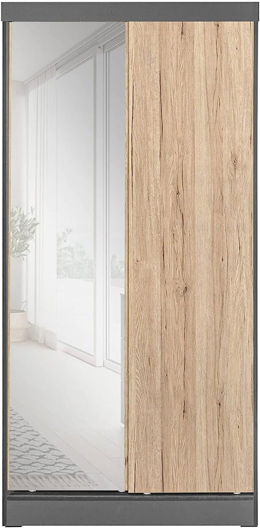 Go Green Woods Mirror Wood Double Sliding Door Wardrobe