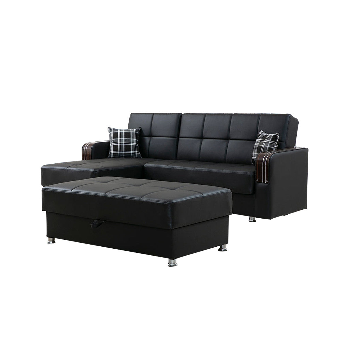 London Black Reversible Sectional Sofa