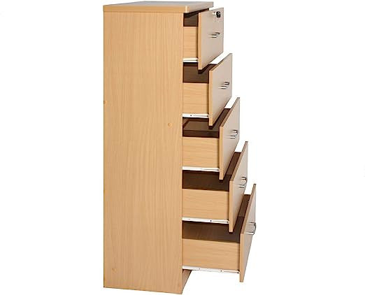 Go Green Woods Olivia Wooden Tall 5 Drawer Chest in Dark Sonoma Oak