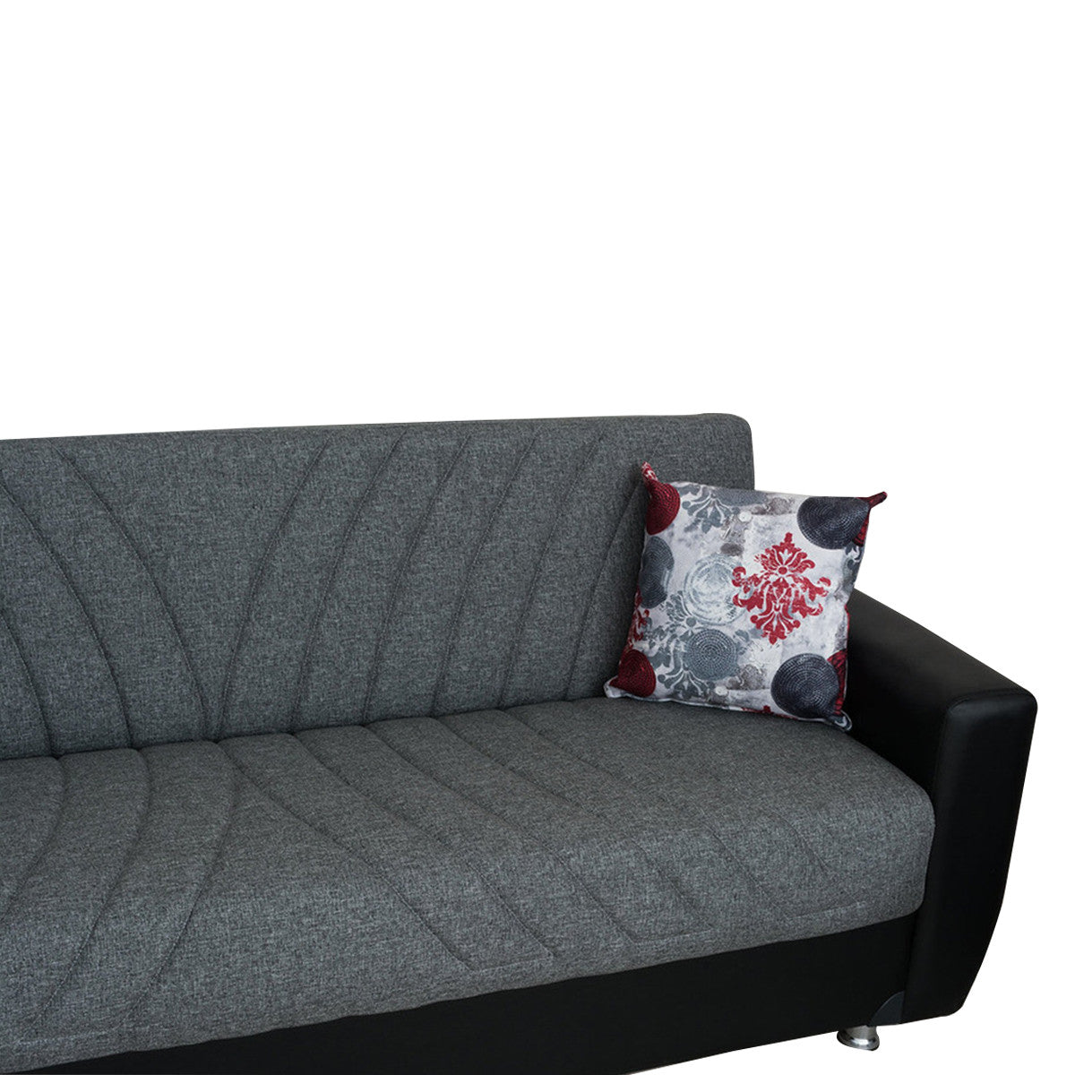 Hala Gray Fabric w-Black PU Leather Arm Sofa Bed