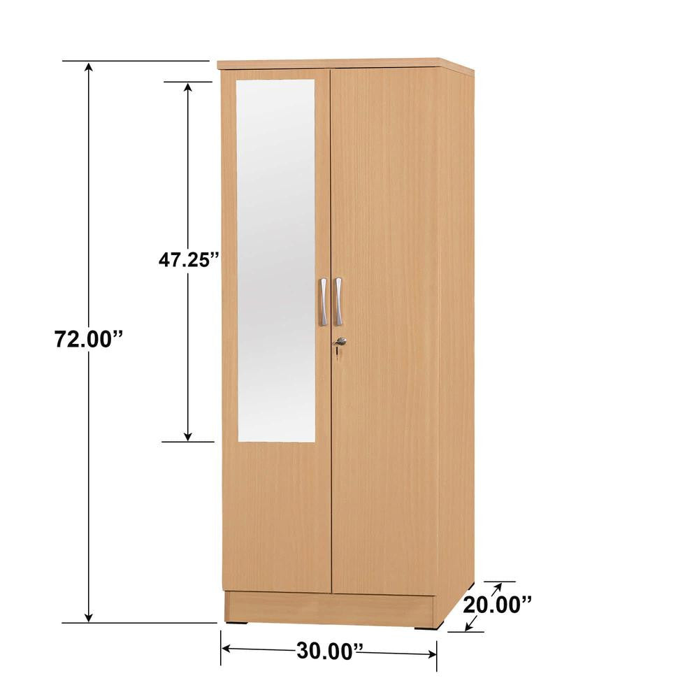 Go Green Woods Harmony Two Door Armoire Wardrobe with Mirror Beech