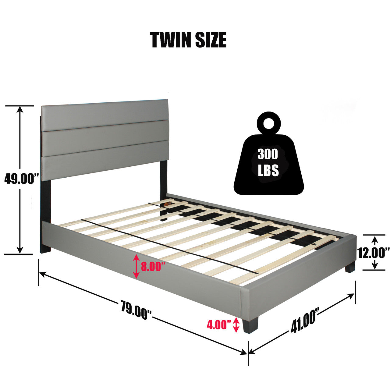 Go Green Woods Napoli Faux Leather Upholstered Platform Bed Twin