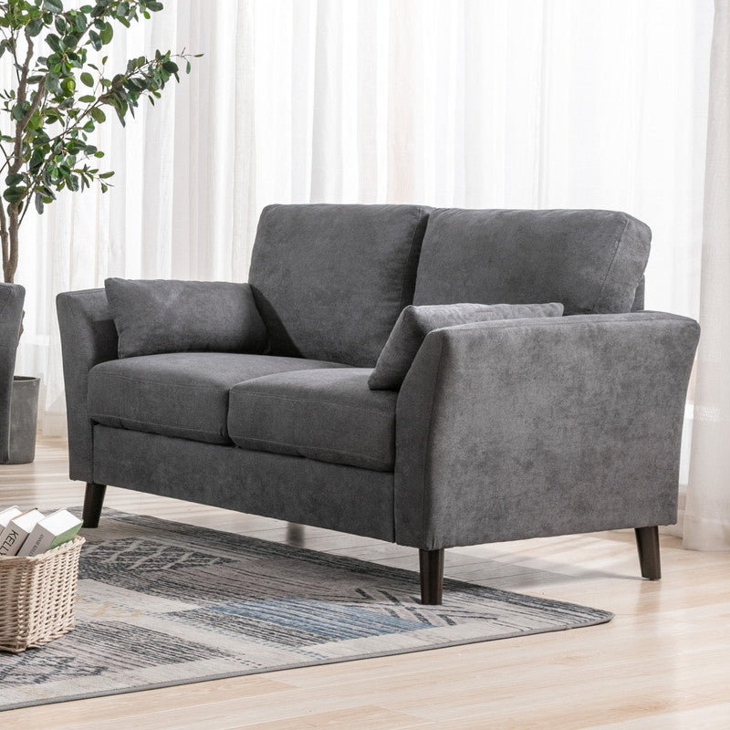Damian Gray Velvet Fabric Loveseat