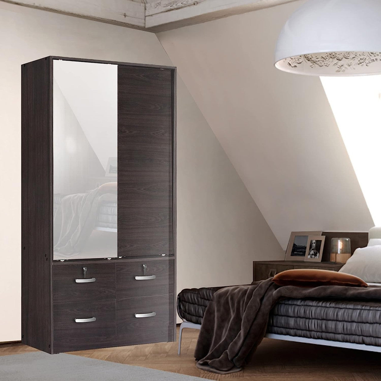Go Green Woods Sarah Double Sliding Door Armoire with Mirror