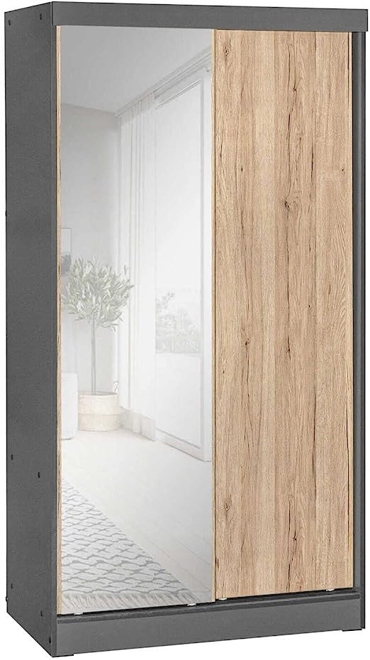 Go Green Woods Mirror Wood Double Sliding Door Wardrobe