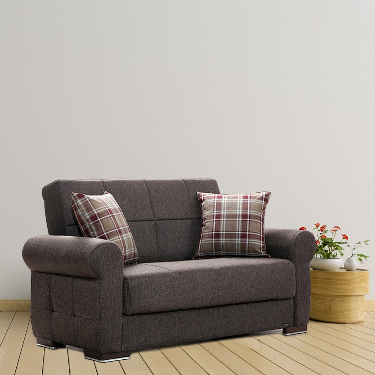 Silva Brown PU Leatherette Loveseat