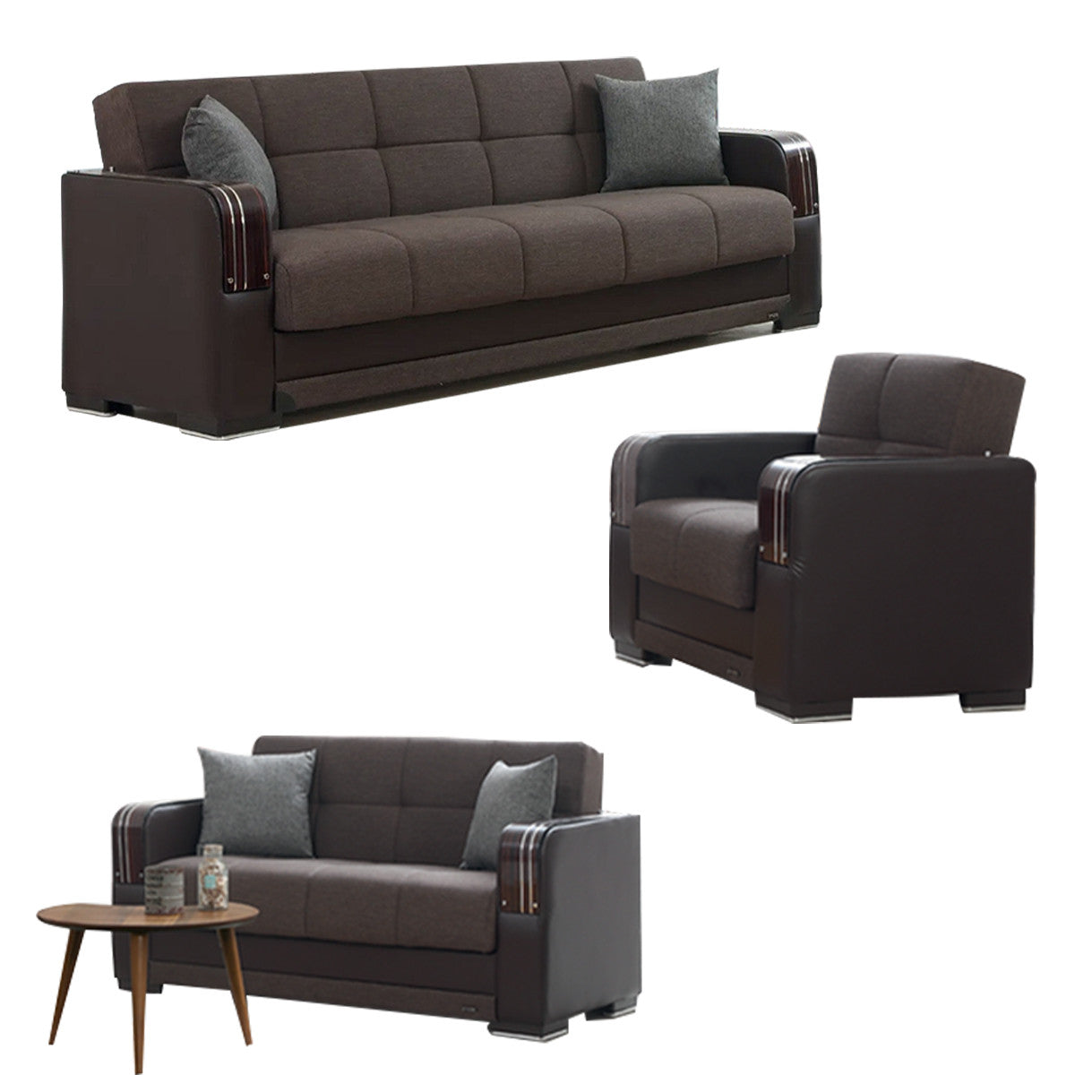 Dykman Brown Fabric Sofa Bed