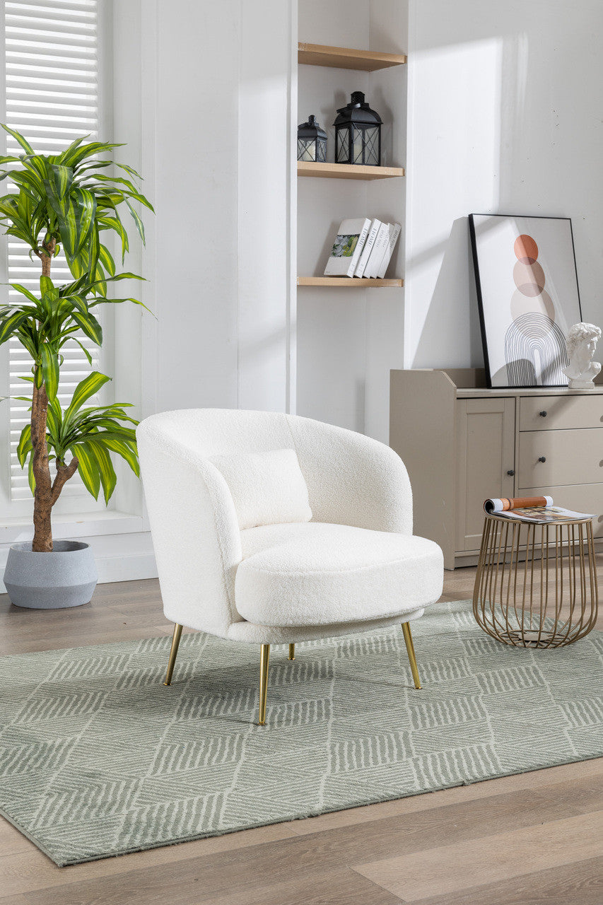 Ivory Boucle Curved Back Accent Chair