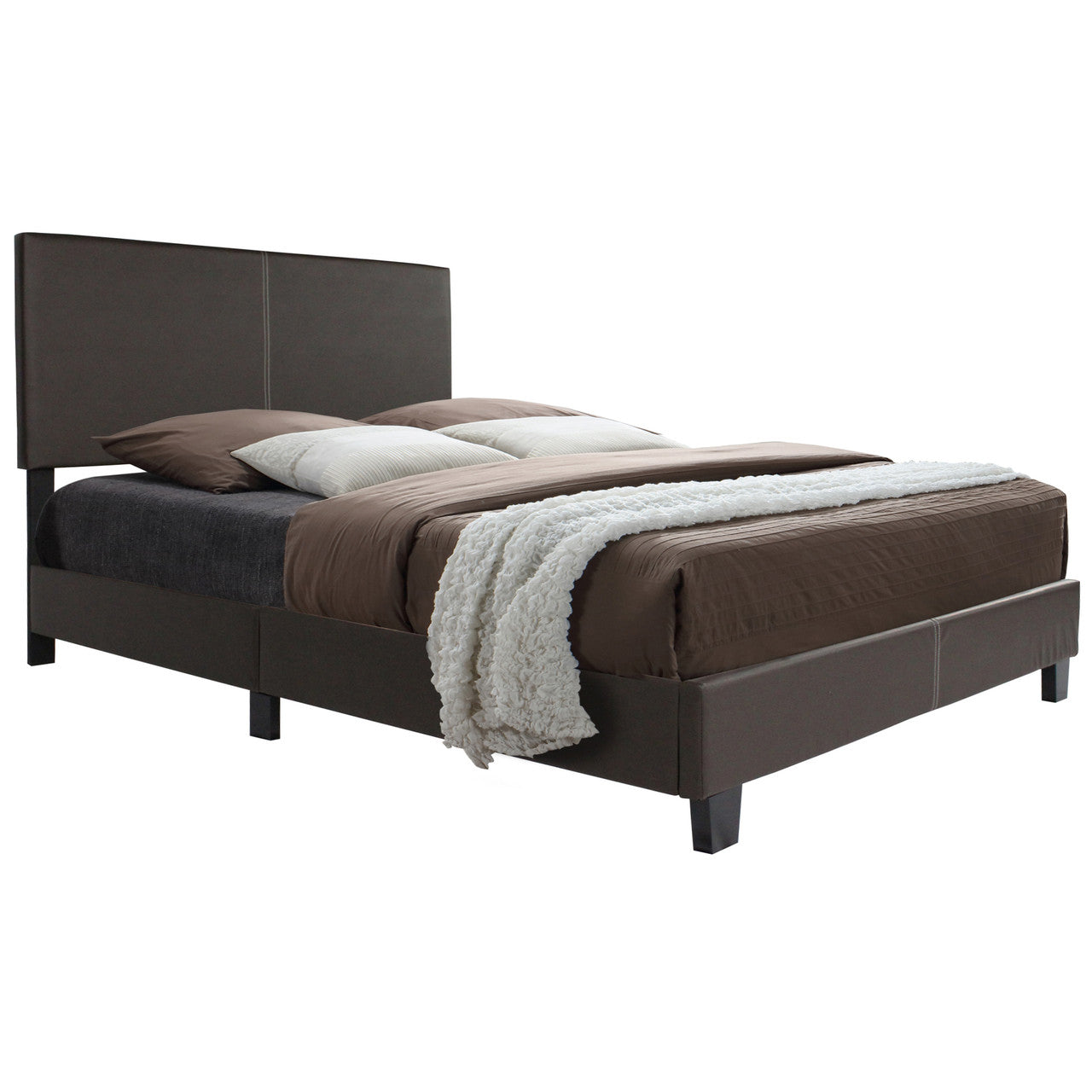 Go Green Woods Nora Faux Leather Upholstered King Panel Bed