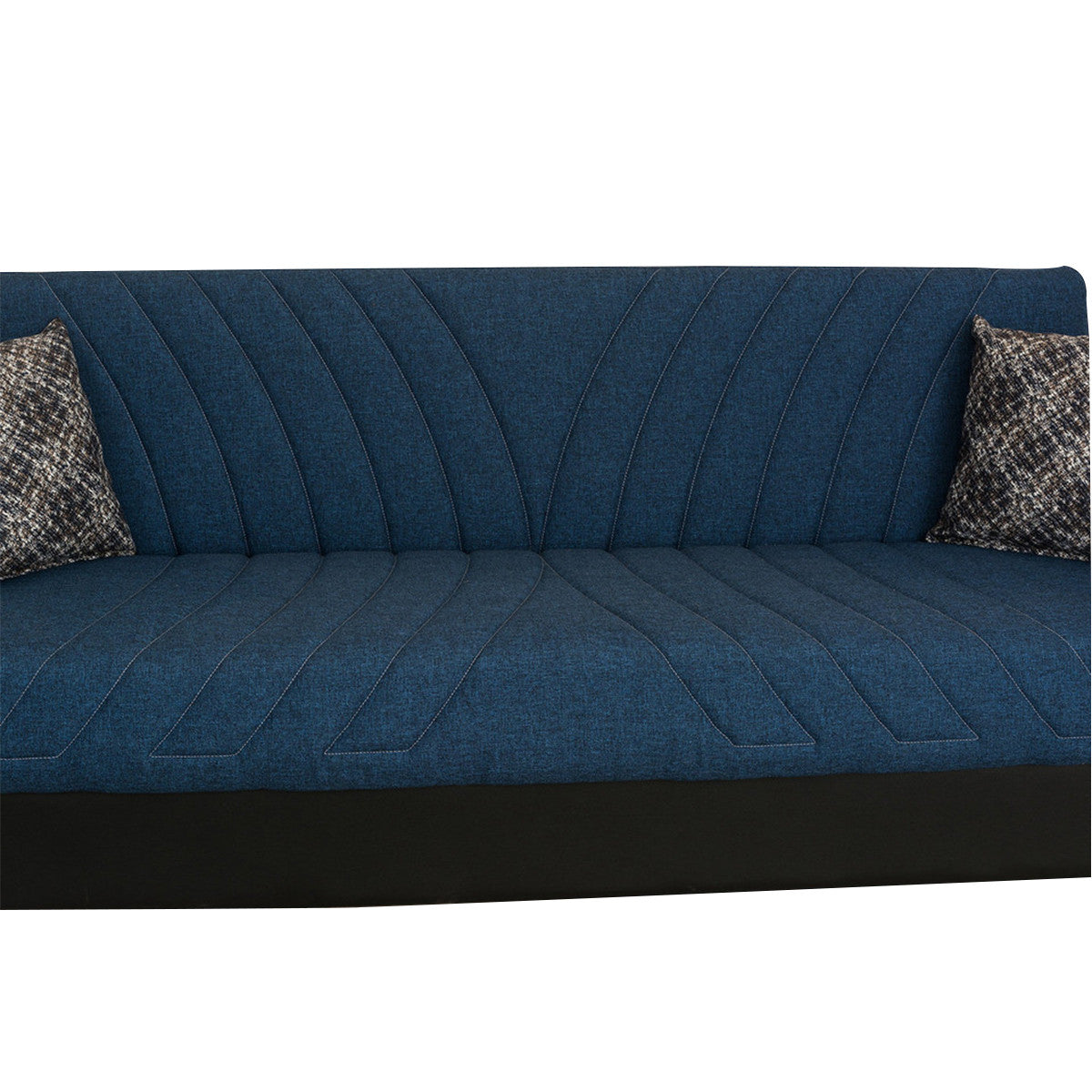 Rana Navy Blue Fabric w-Black PU Leather Loveseat