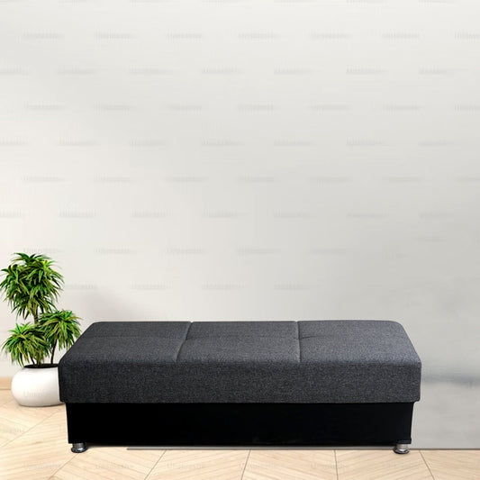 Munif Gray Fabric Ottoman