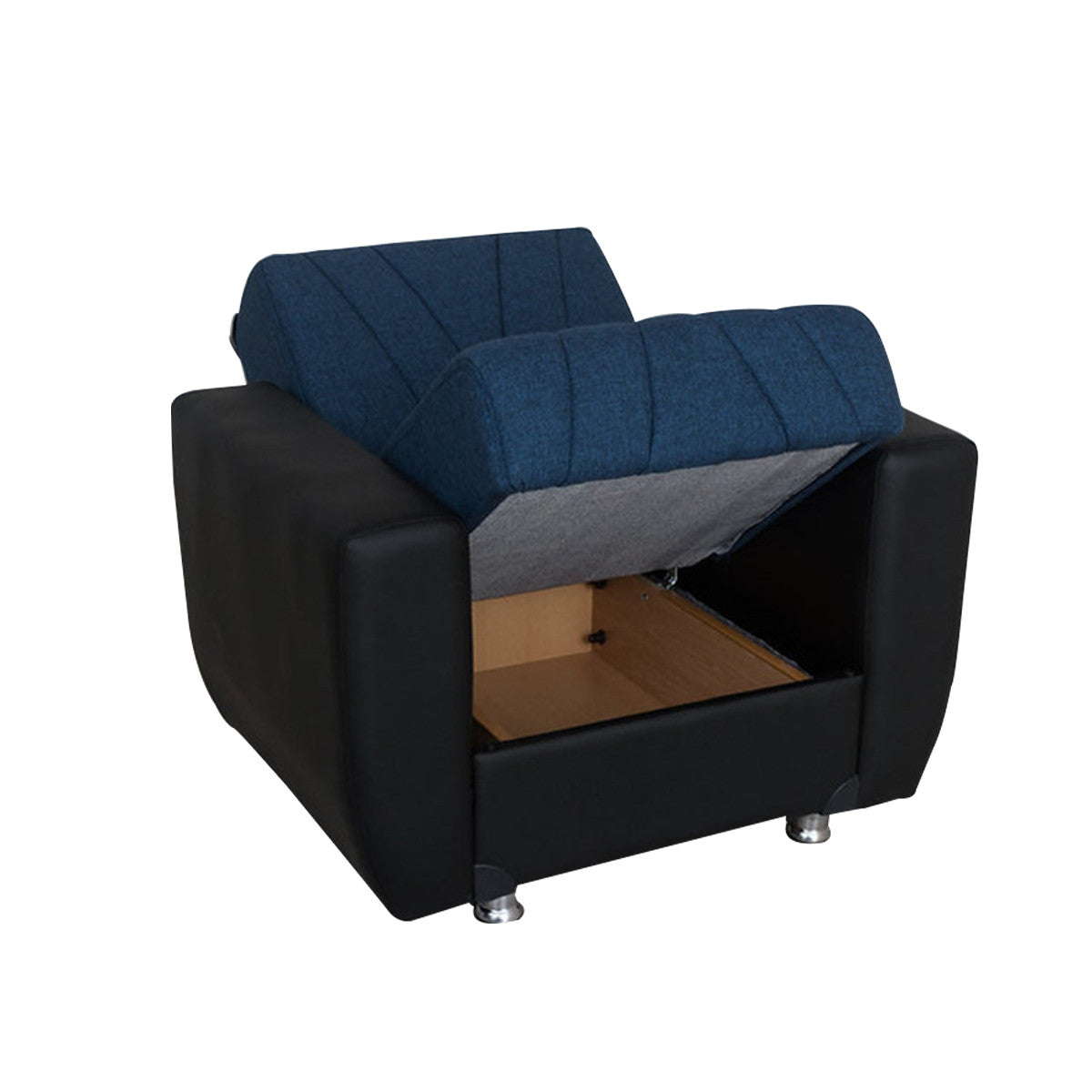 Rana Navy Blue Fabric w-Black PU Leather Chair