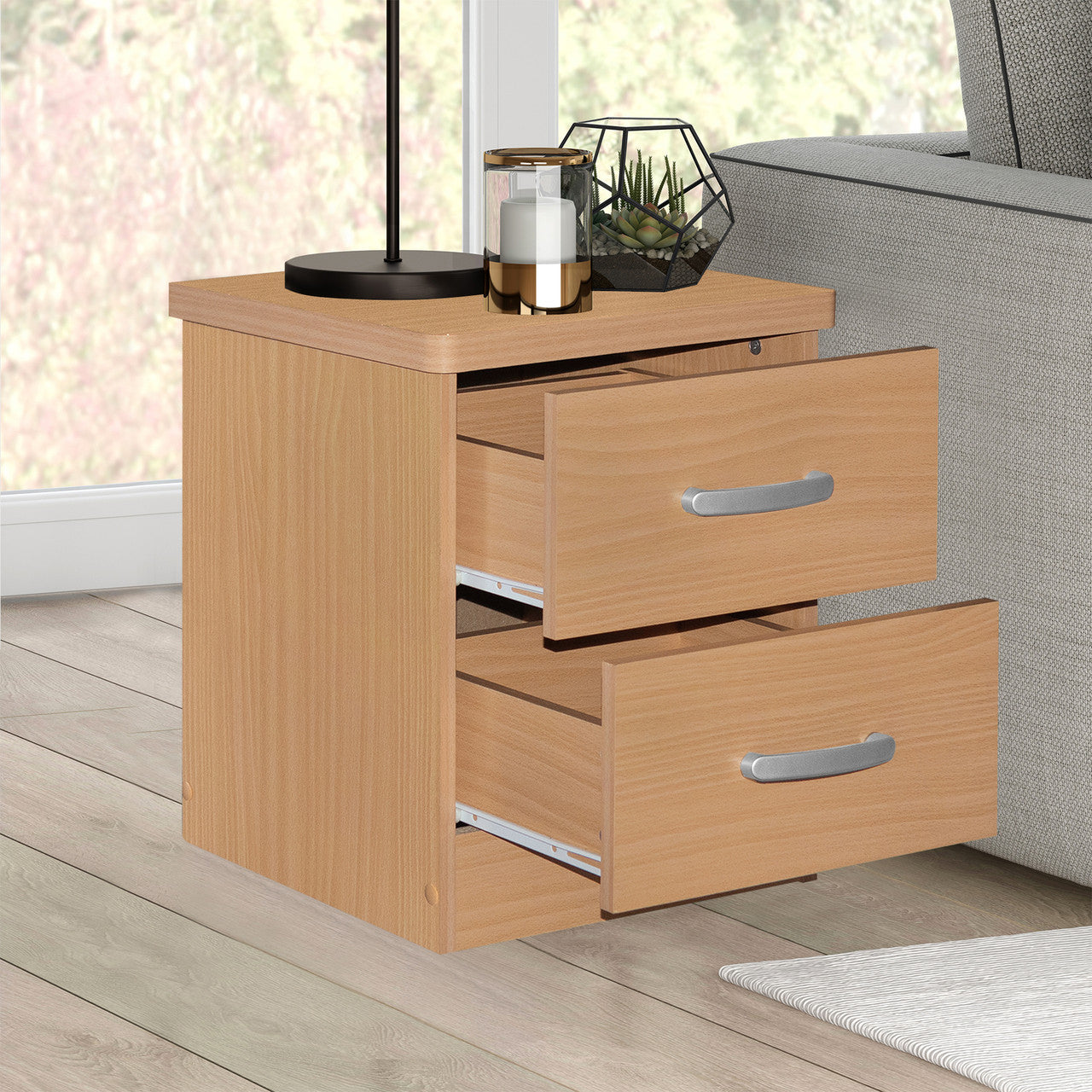 Go Green Woods Cindy Faux Wood 2 Drawer Nightstand