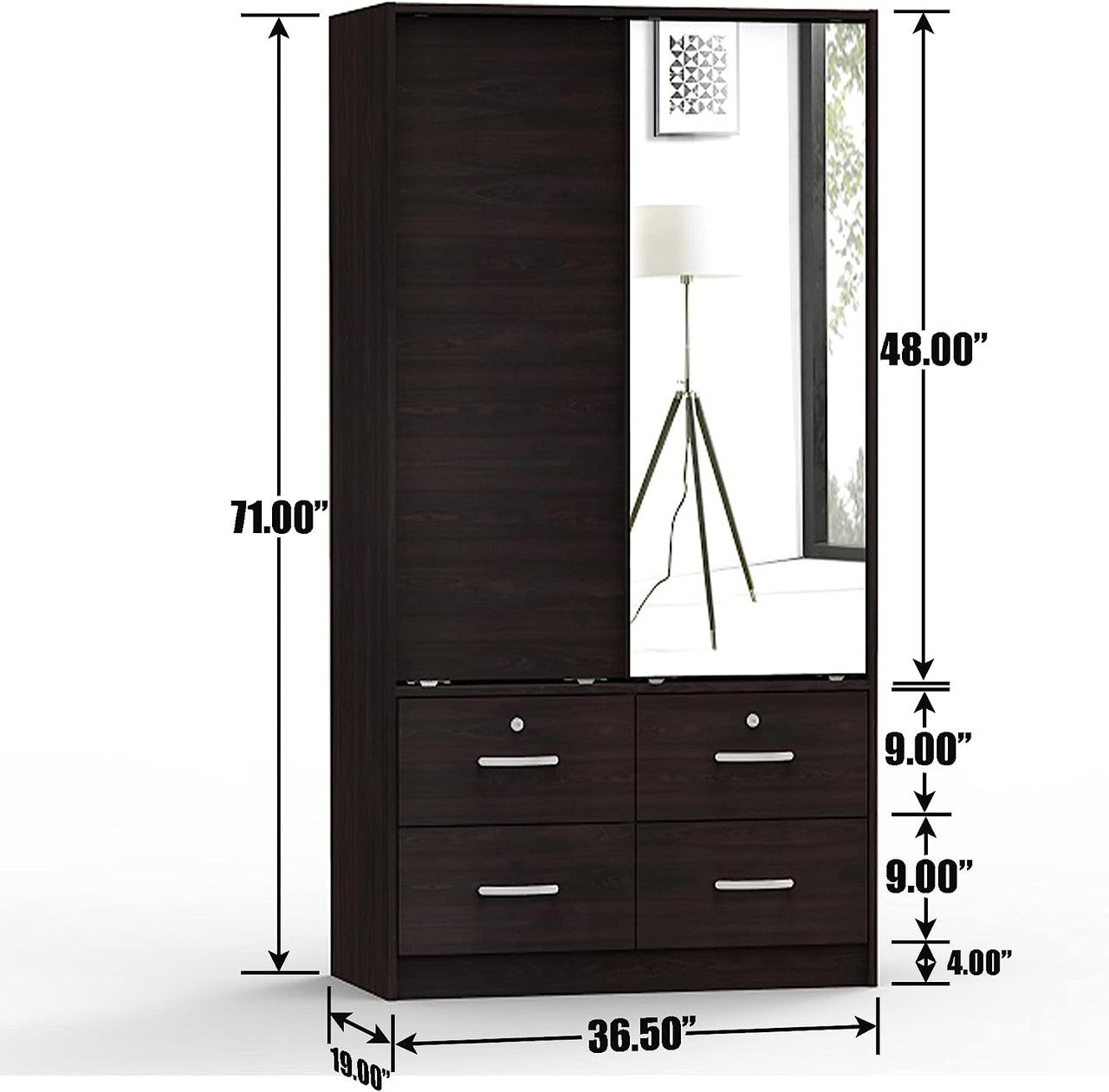Go Green Woods Sarah Double Sliding Door Armoire with Mirror