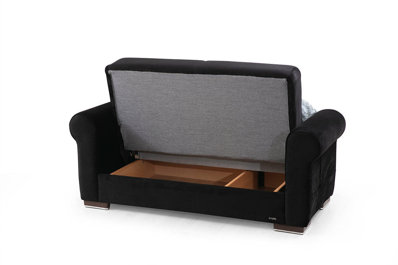 Madrid Black Fabric Loveseat