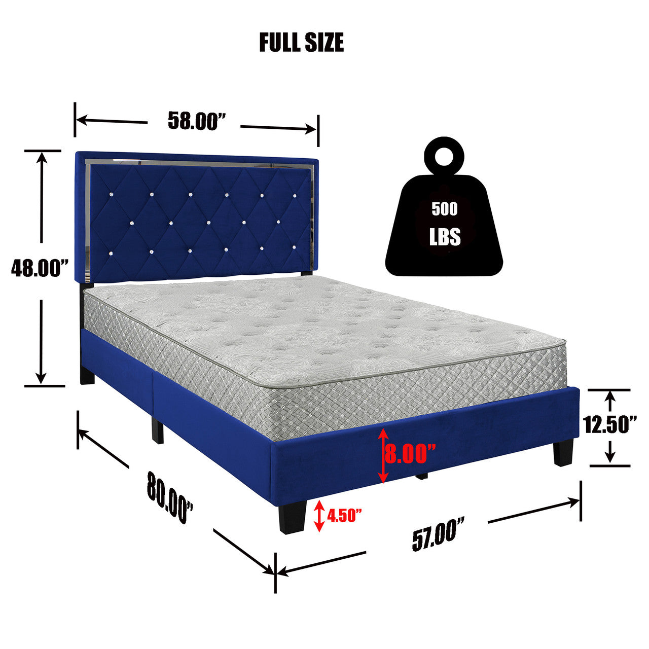 Go Green Woods Monica Velvet Upholstered Full Platform Bed