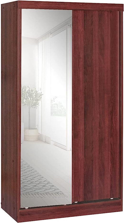 Go Green Woods Mirror Wood Double Sliding Door Wardrobe
