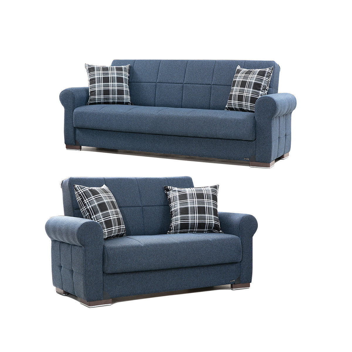 Silva Navy Blue Fabric Loveseat