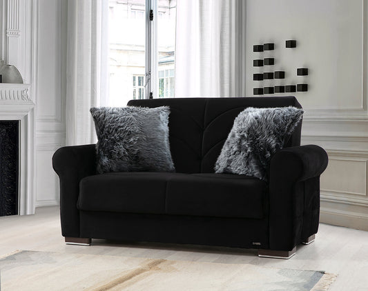 Madrid Black Fabric Loveseat