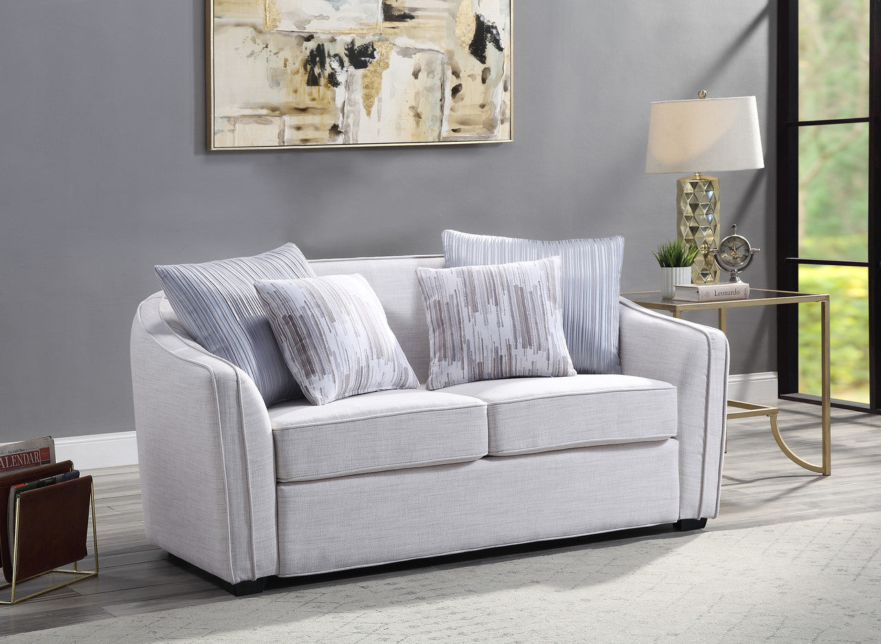 Classic Comfort Loveseat with 4 Pillows in Beige Linen