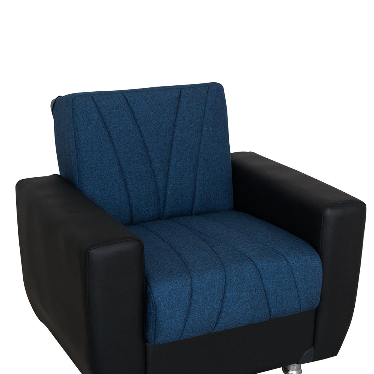 Rana Navy Blue Fabric w-Black PU Leather Chair