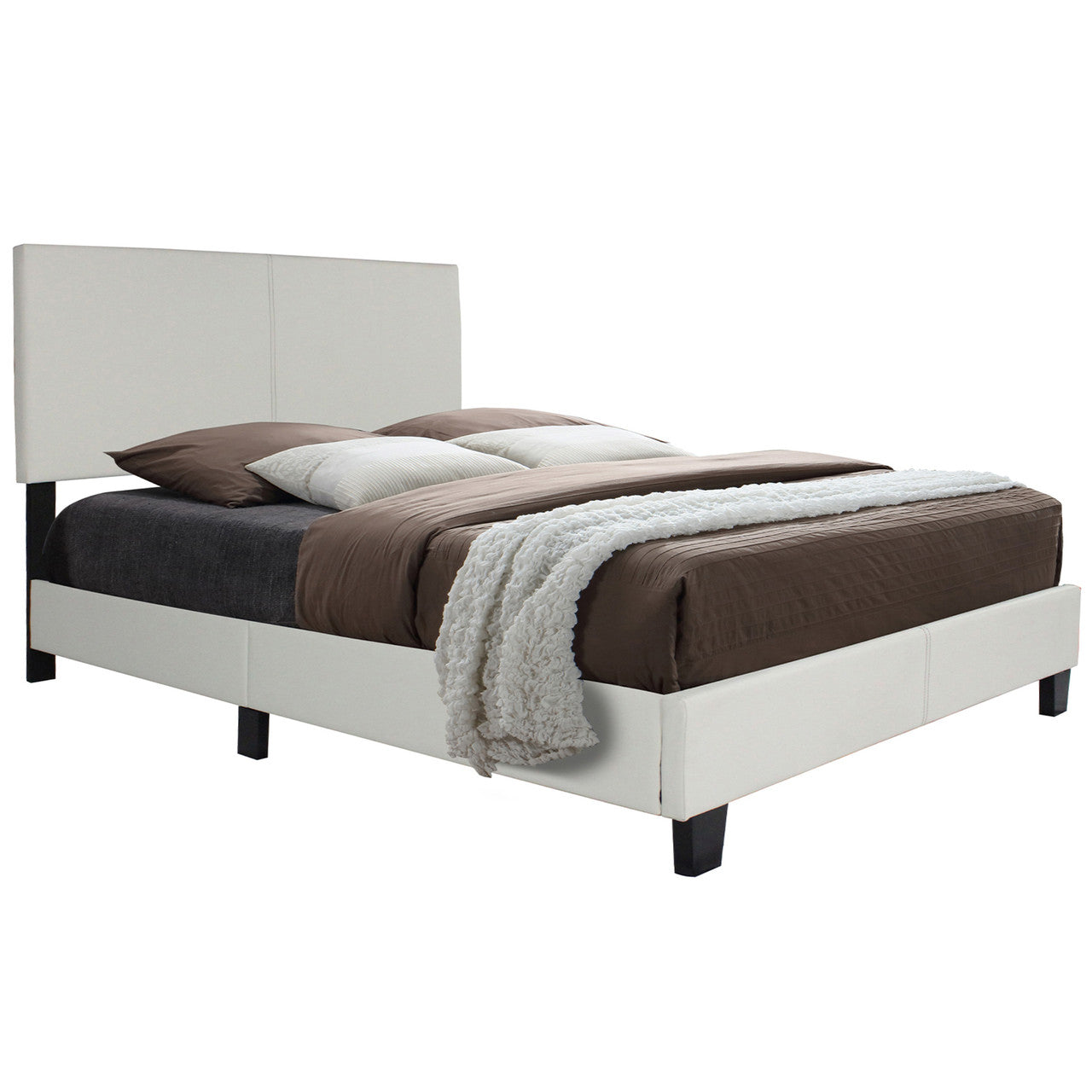 Go Green Woods Nora Faux Leather Upholstered King Panel Bed