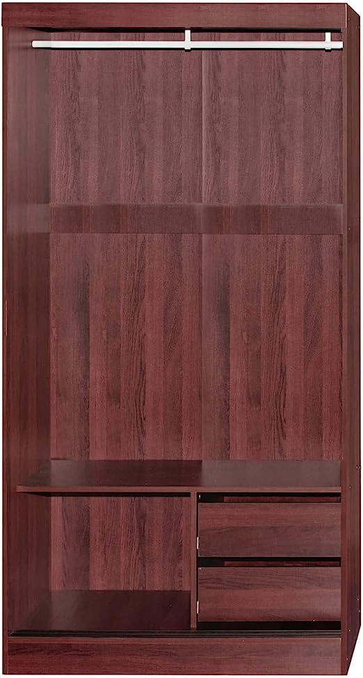 Go Green Woods Mirror Wood Double Sliding Door Wardrobe