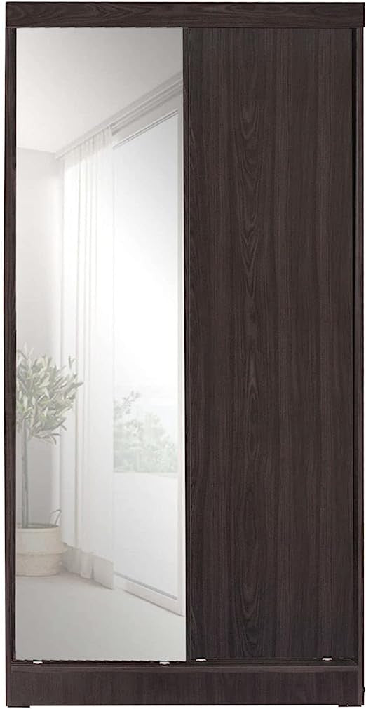 Go Green Woods Mirror Wood Double Sliding Door Wardrobe