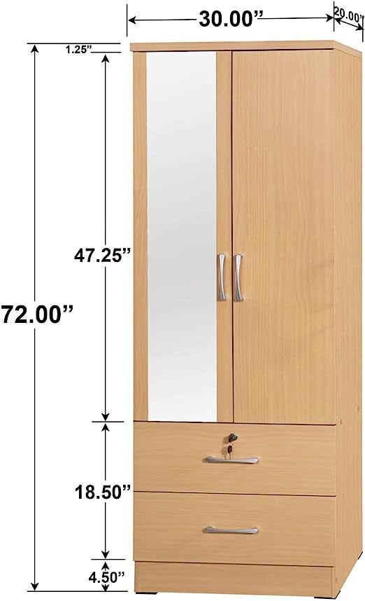 Go Green Woods Grace Armoire Wardrobe with Mirror & Drawers