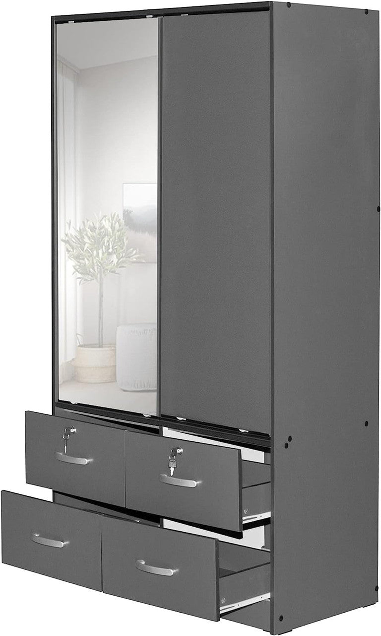Go Green Woods Sarah Double Sliding Door Armoire with Mirror