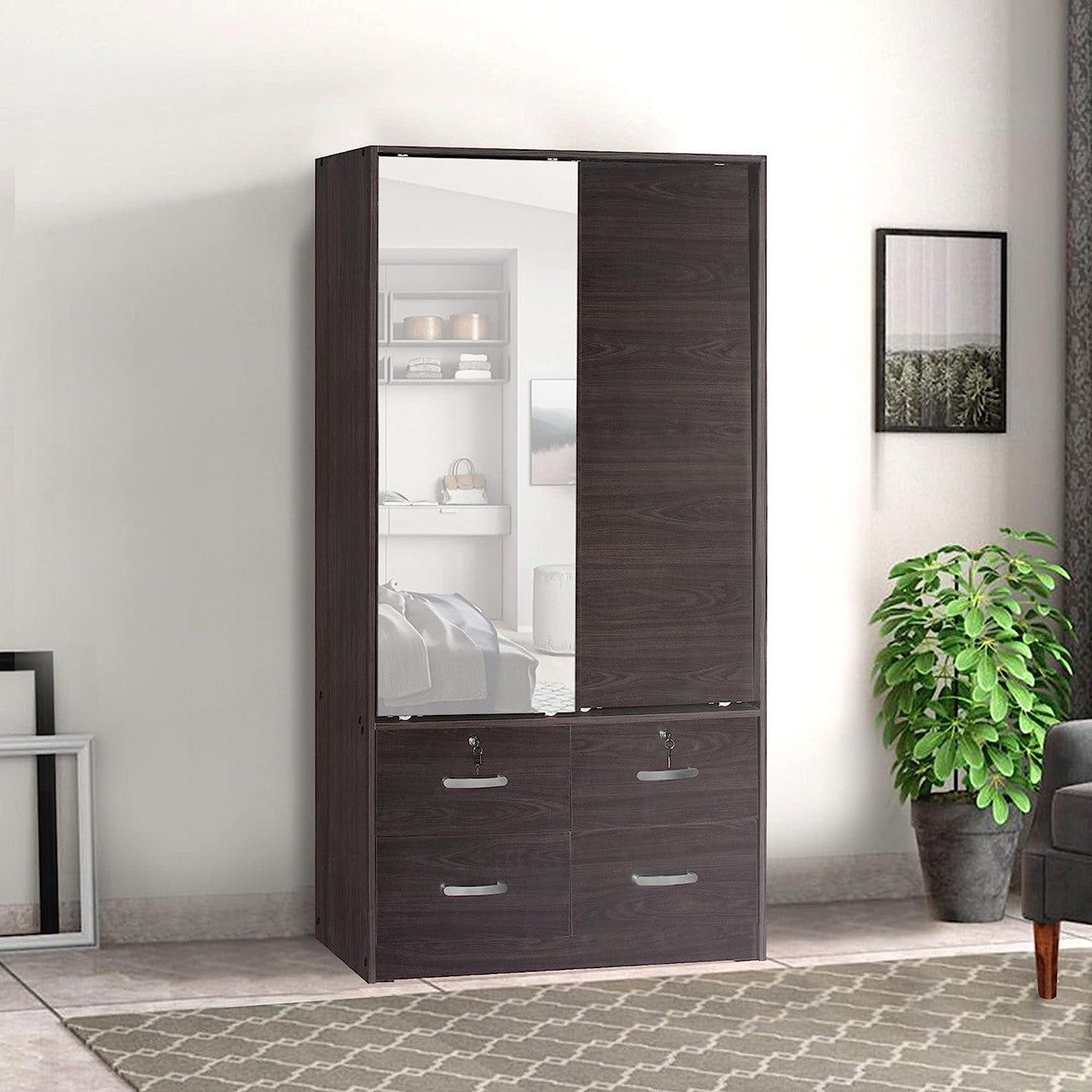 Go Green Woods Sarah Double Sliding Door Armoire with Mirror