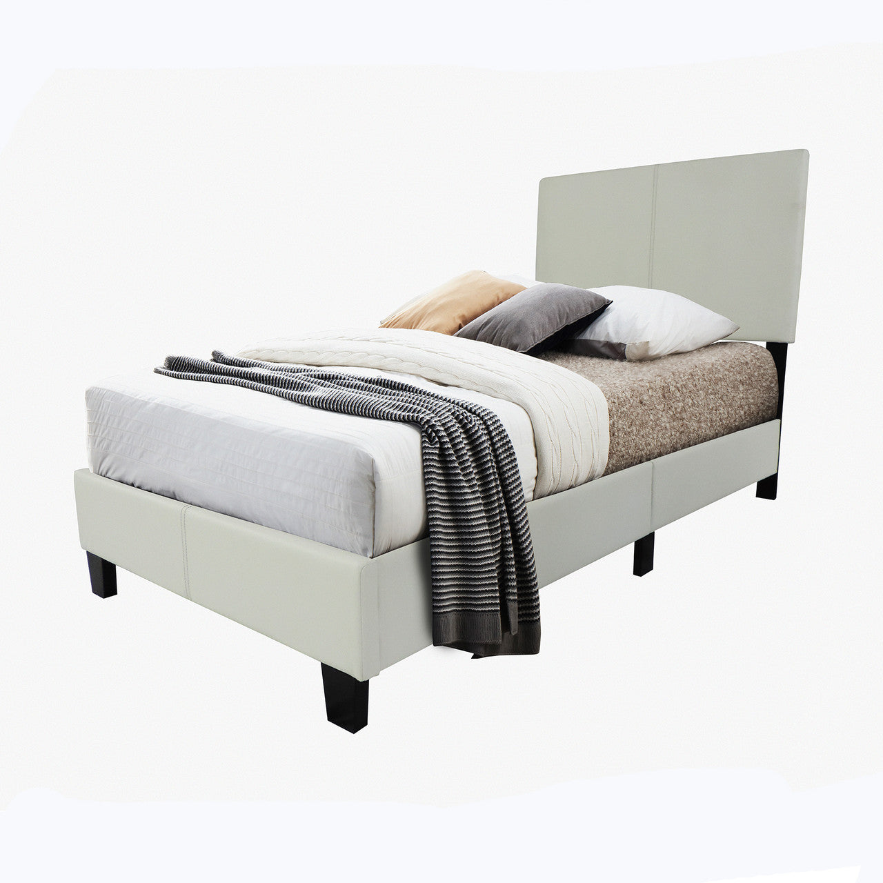 Go Green Woods Nora Faux Leather Upholstered Twin Panel Platform Bed