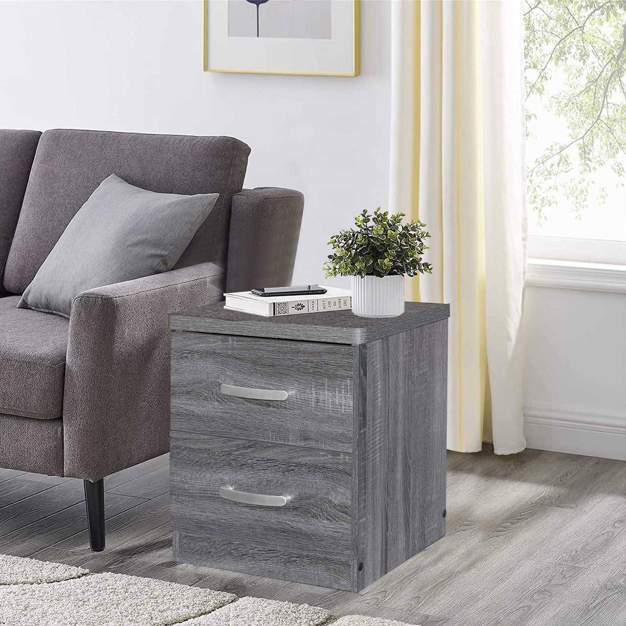 Go Green Woods Cindy Faux Wood 2 Drawer Nightstand