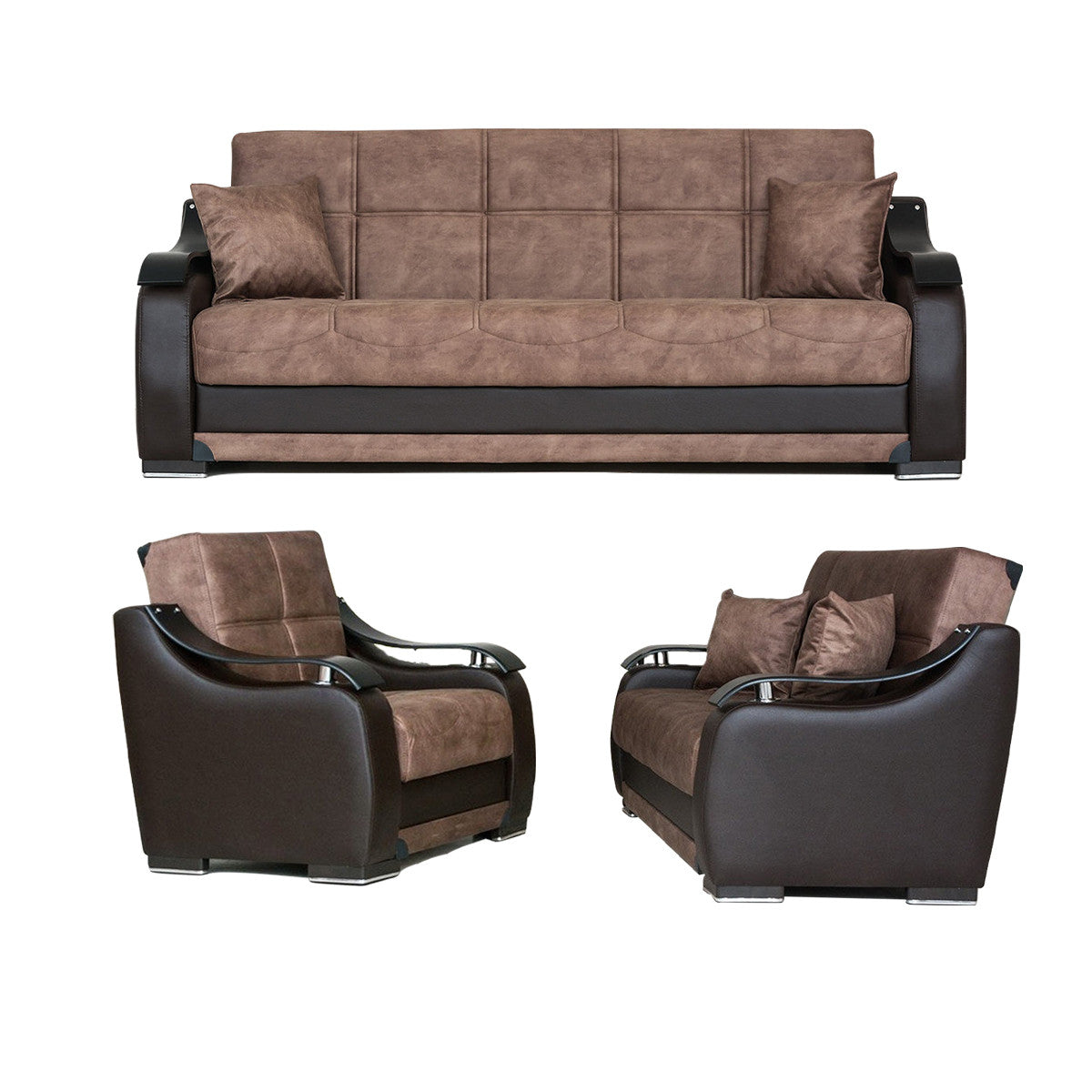 Zambak Brown Sofa Bed w-Storage