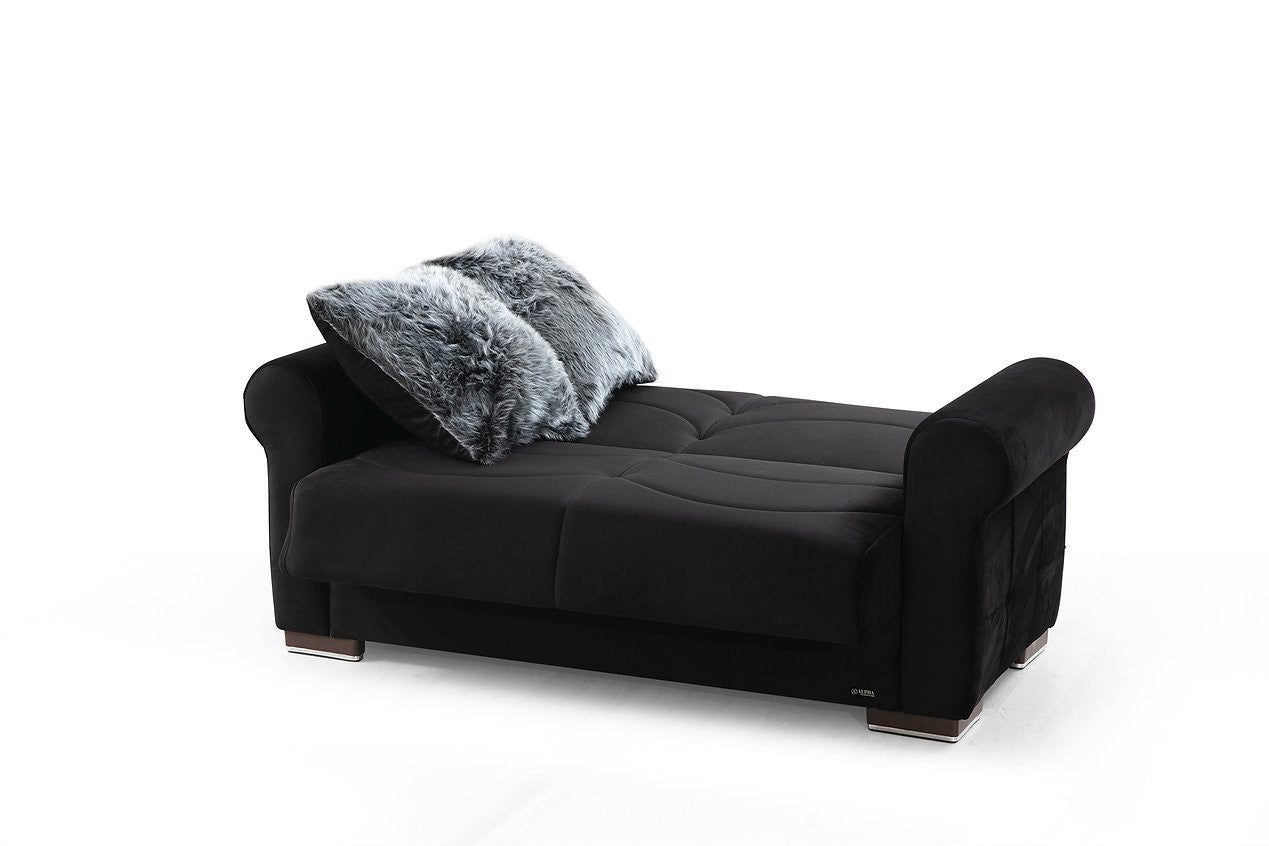 Madrid Black Fabric Loveseat