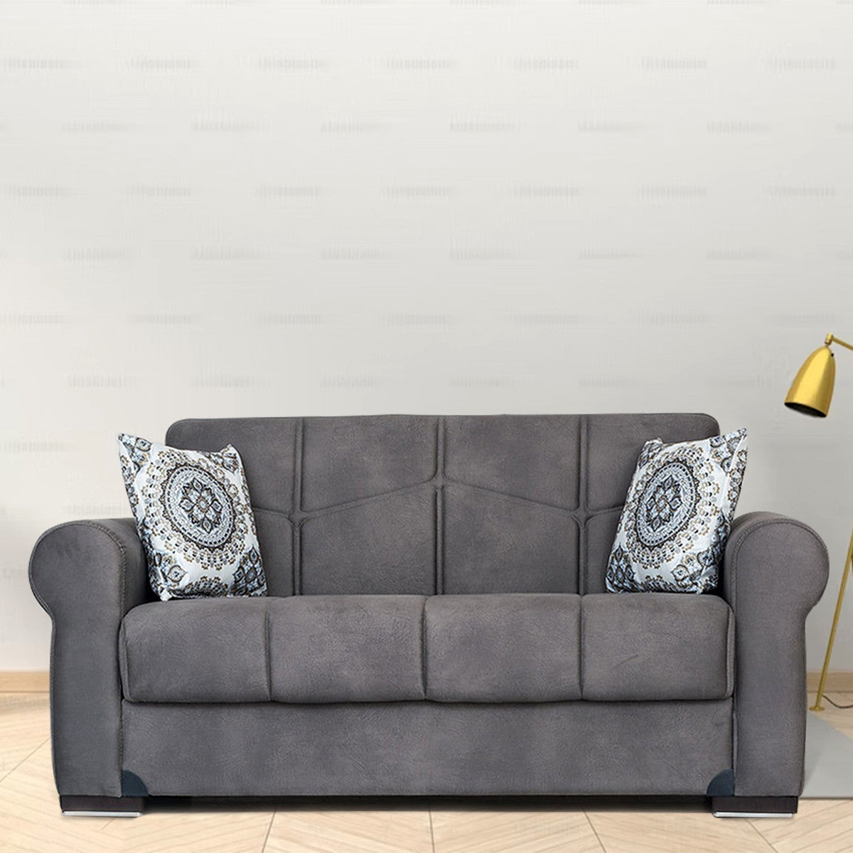 Togo Gray Tufted Back Loveseat