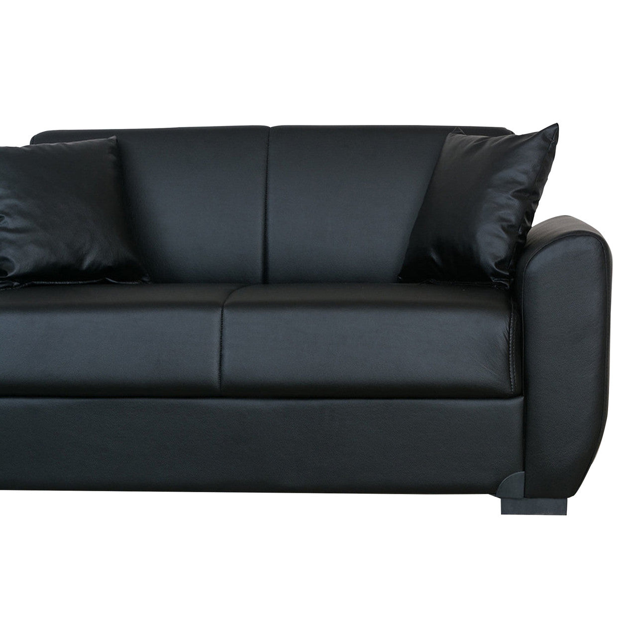 Lola Black PU Leather Sofa Bed
