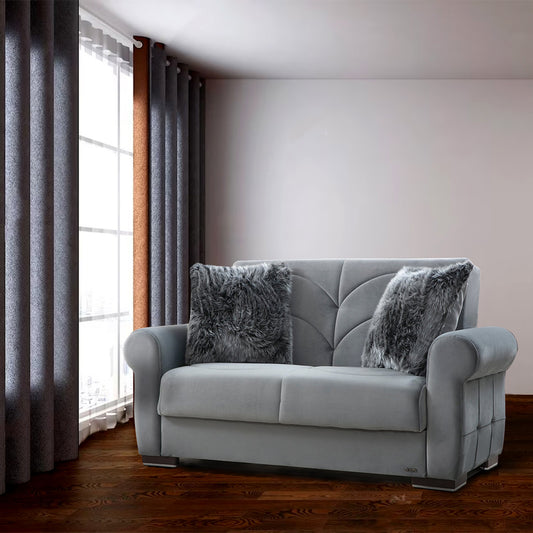 Madrid Gray Fabric Loveseat