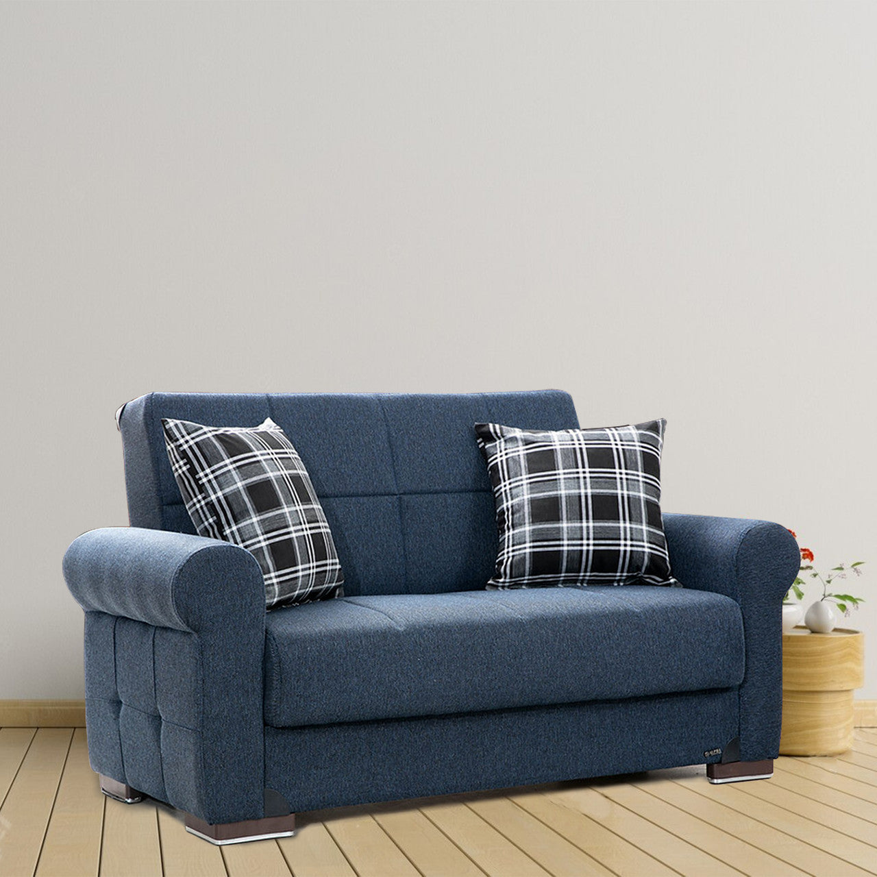 Silva Navy Blue Fabric Loveseat